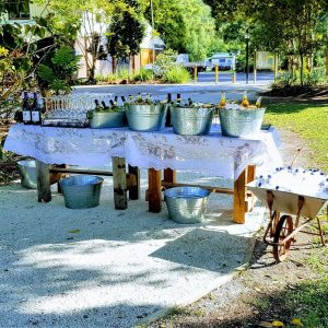 Marriage Celebrant outdoor wedding bar table Gold coast